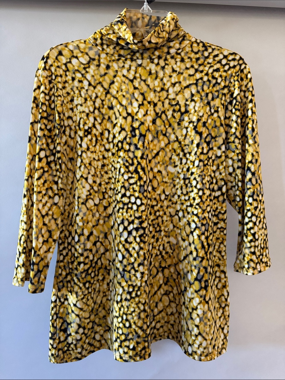 Alfani Yellow Animal-Print Mock Neck Top